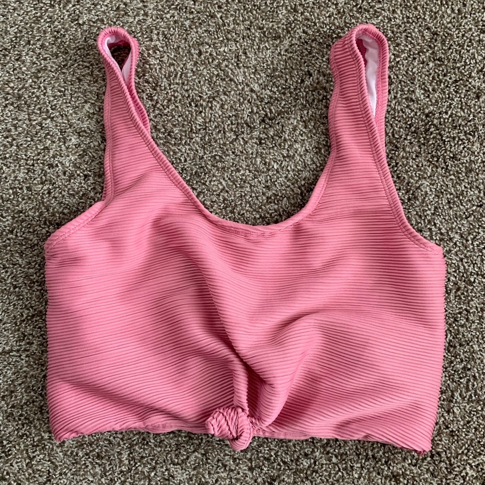 Coral Reef Pink Ribbed Bikini Top